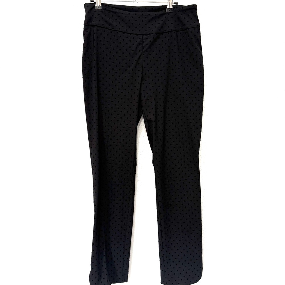 Soft Surroundings Black Dottie Polka Dot Pull-On ‎ Straight Leg Pants M